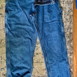 Men's Carhartt Flannel Lined Carpenter Utility Denim Jeans 34